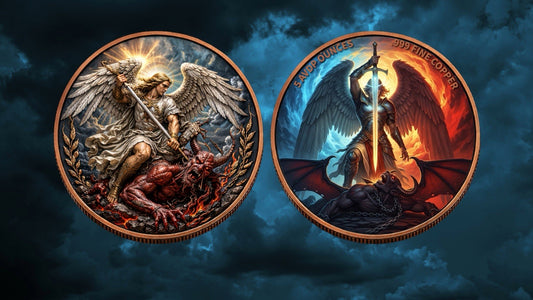 Archangel Slaying the Demon 5 oz Copper Round