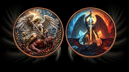Archangel Slaying the Demon 5 oz Copper Round