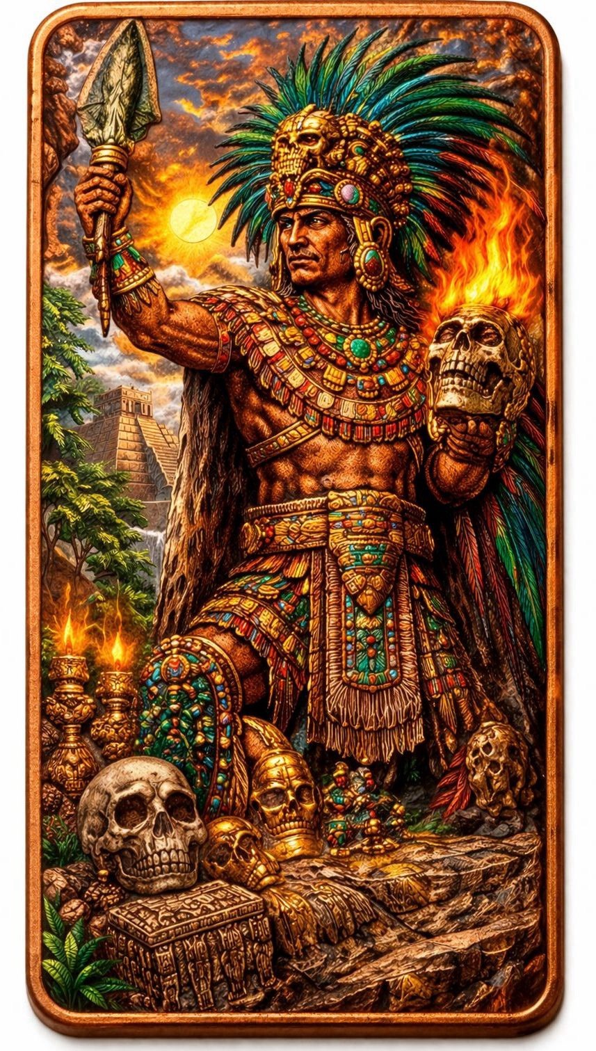 Aztec Ritual Colorized 5 oz Copper Bar