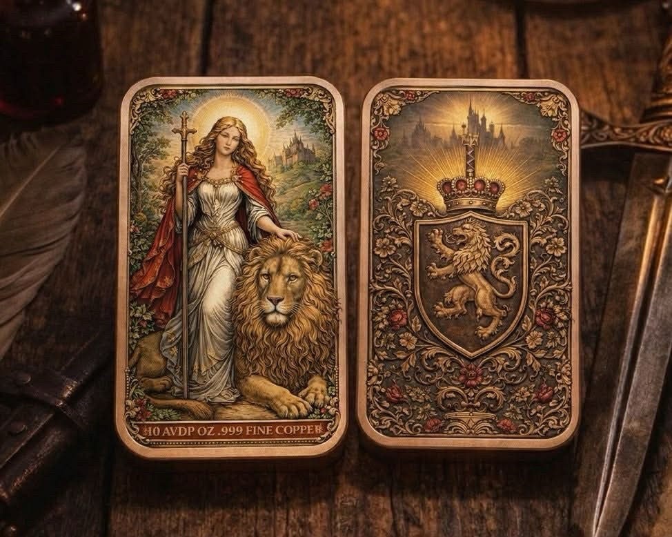 Una and the Lion 10oz Antique Copper Colorized Bar