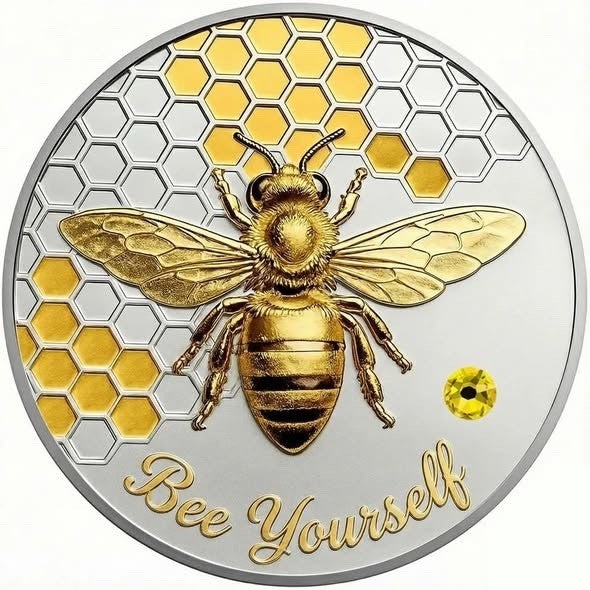 Bee Yourself Silver & Gold Gilded 1 oz Copper Medal in TEP