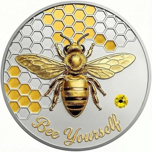 Bee Yourself Silver & Gold Gilded 1 oz Copper Medal in TEP