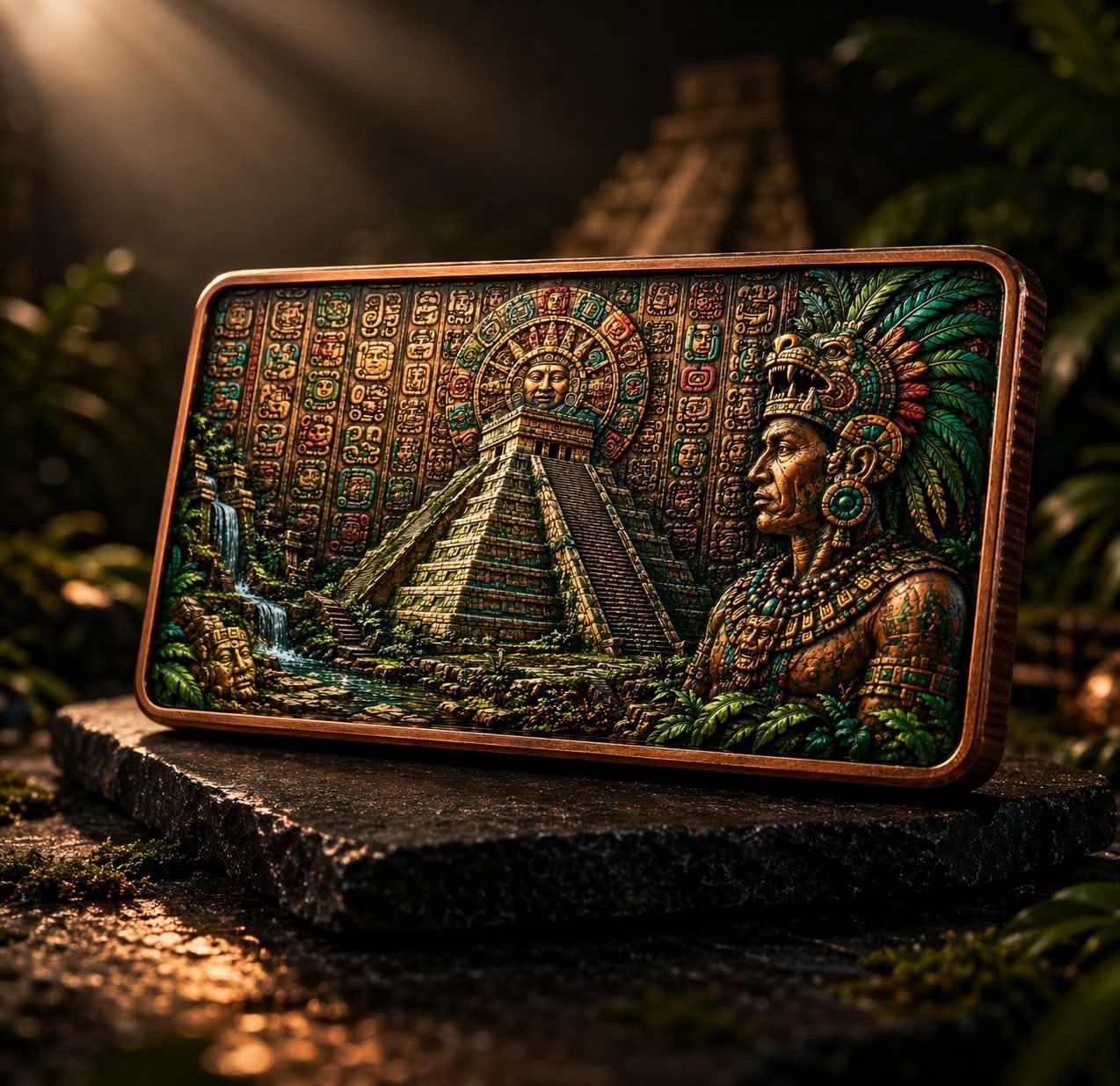 Mayan Temple Colorized  10 Oz Copper  Bar (PRE-ORDER)