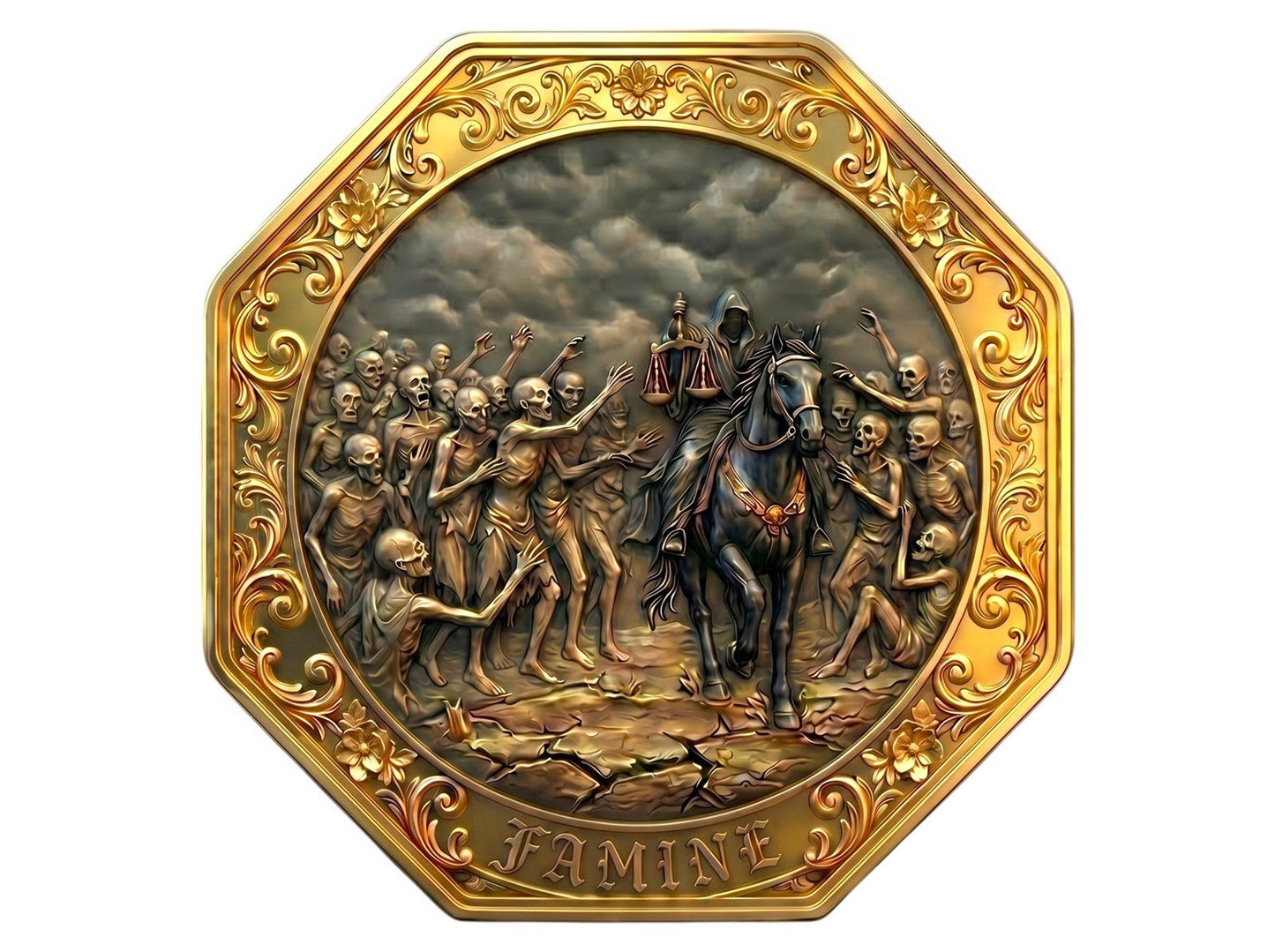Four Horsemen of the Apocalypse - Famine Gold Gilt 10oz Copper Medal