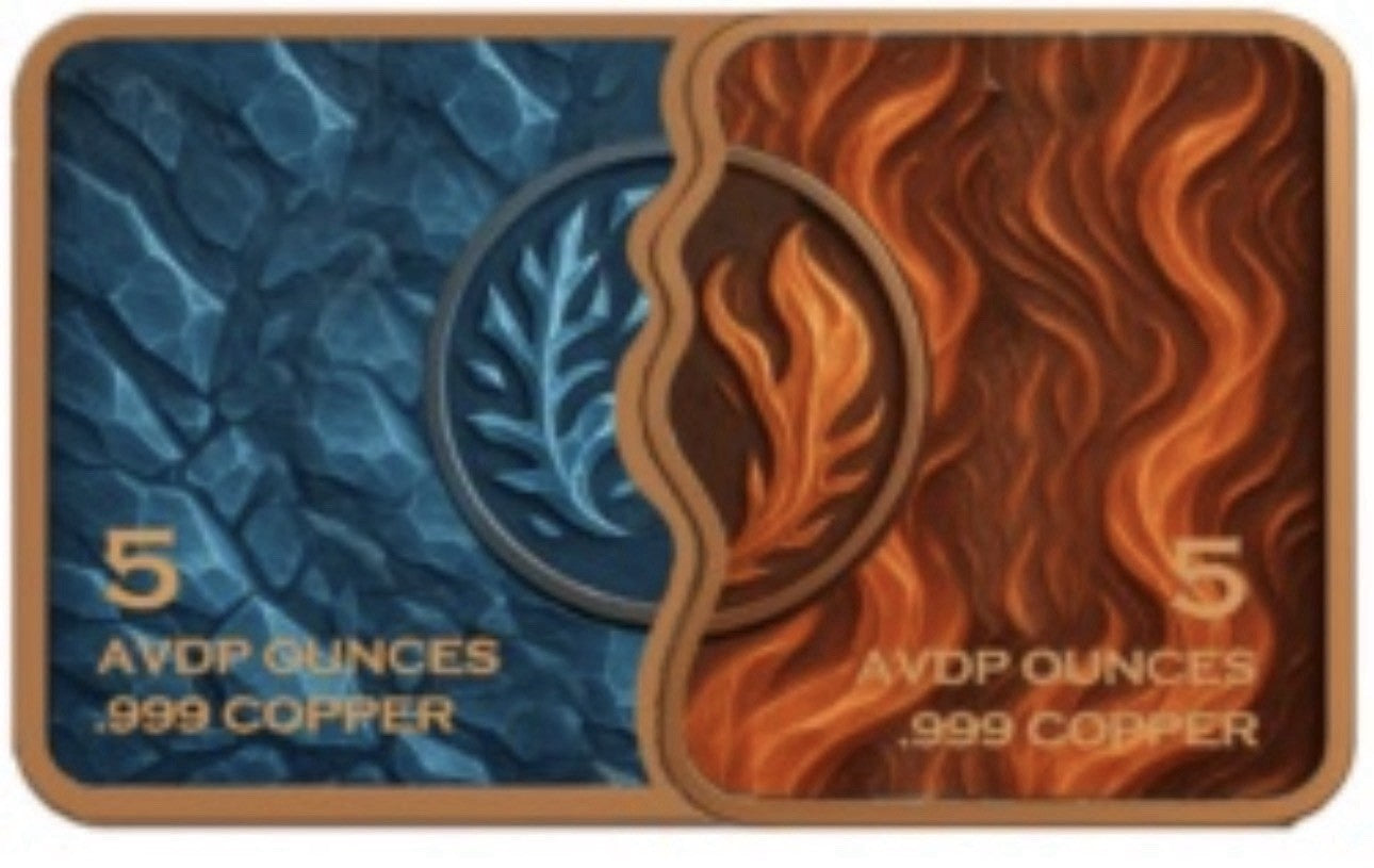 Fire & Ice Snake Fusion Bar Colorized 2 x 5 oz Copper Medal Set