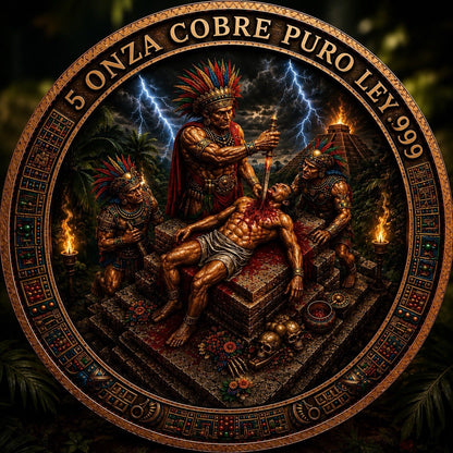 Aztec Sacrifice Colorized 5 oz Copper Medal