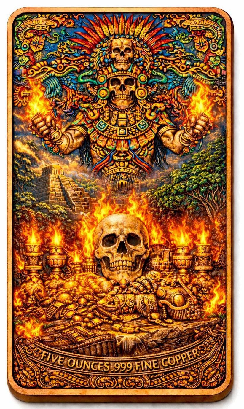 Aztec Ritual Colorized 5 oz Copper Bar