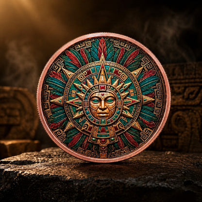 Aztec Sun Relic Colorized 5 oz Copper Round 