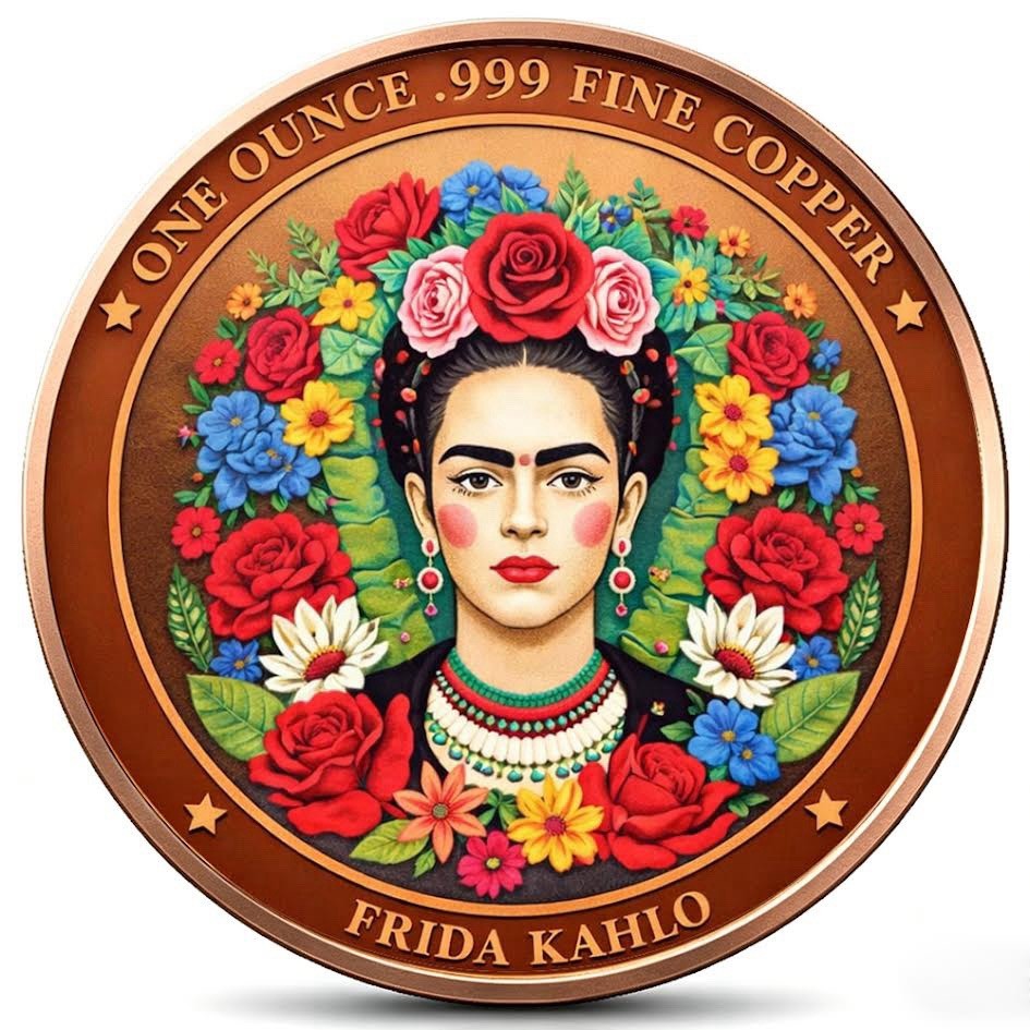 Mexican Painters Series - Frida Kahlo HR 1 oz Copper Medal