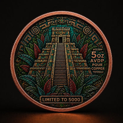 Aztec Sun Relic Colorized 5 oz Copper Round 