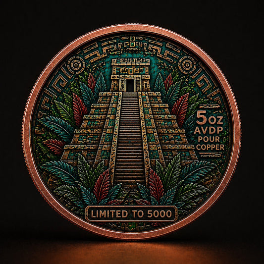 Aztec Sun Relic Colorized 5 oz Copper Round 