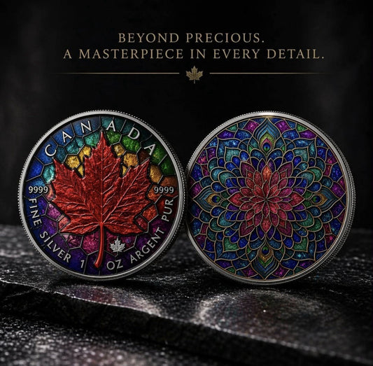2025 Colorized Maple Leaf Stained Glass .999 1 oz Silver (PRE-ORDER)