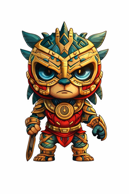 Aztecito Warrior Shaped Colorized 1 oz Copper Medal