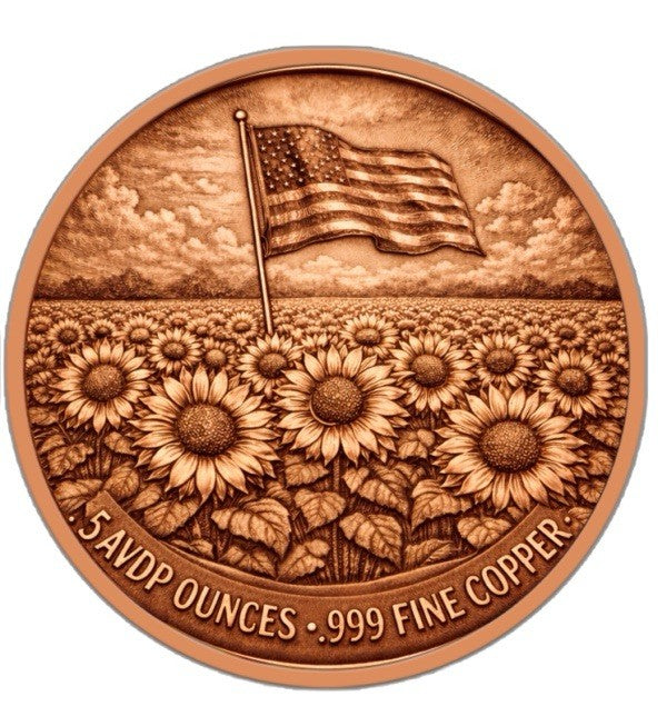 Freedom Flower Colorized 5 oz Copper Round