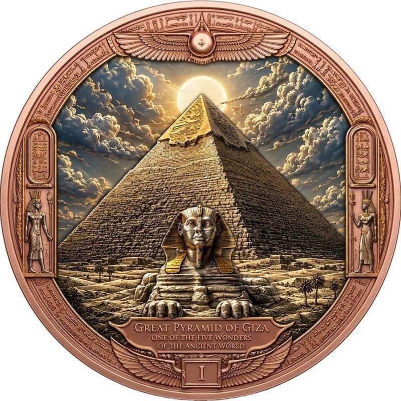 GREAT PYRAMID OF GIZA Five Ancient Wonders 1 Kilo Copper Round  2026