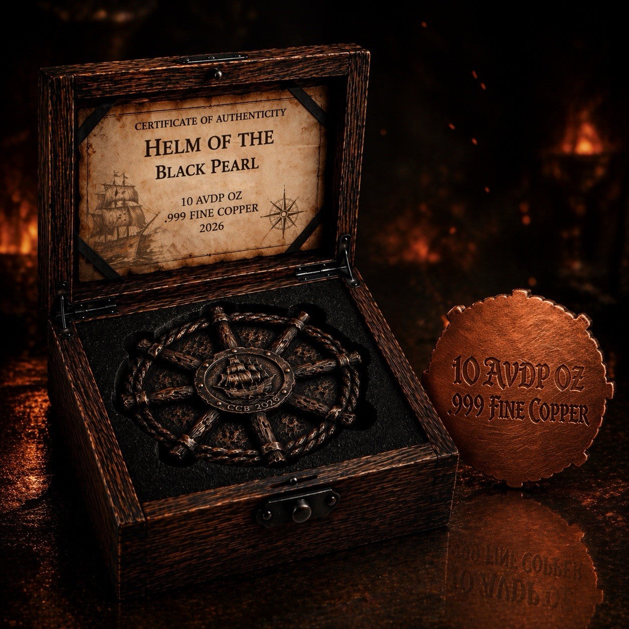 Helm of the Black Pearl  10oz Copper Medal in box