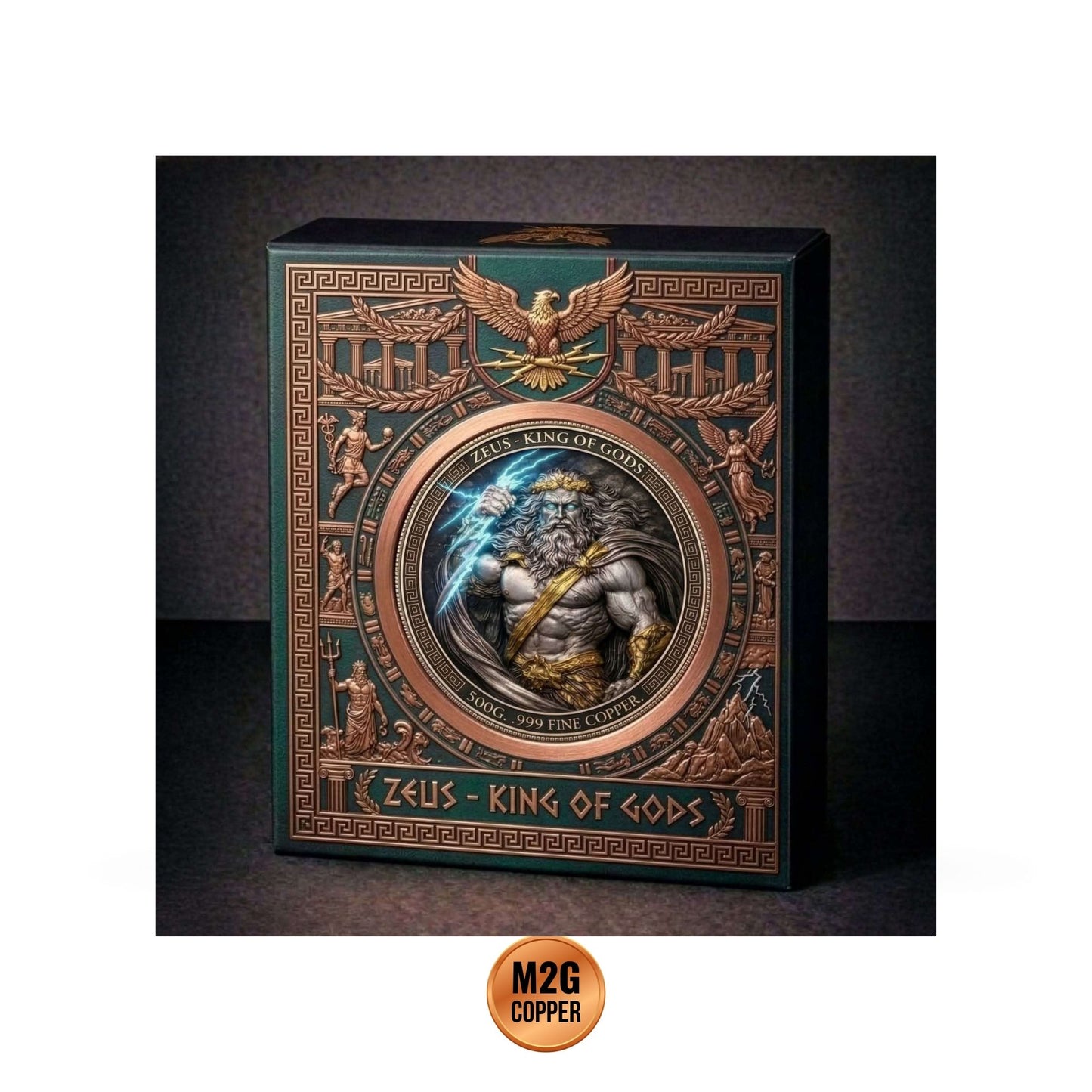 Zeus Kings of gods Colorized 5 oz .999 Copper