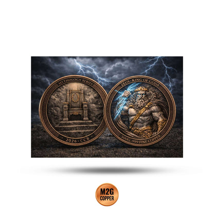 Zeus Kings of gods Colorized 5 oz .999 Copper