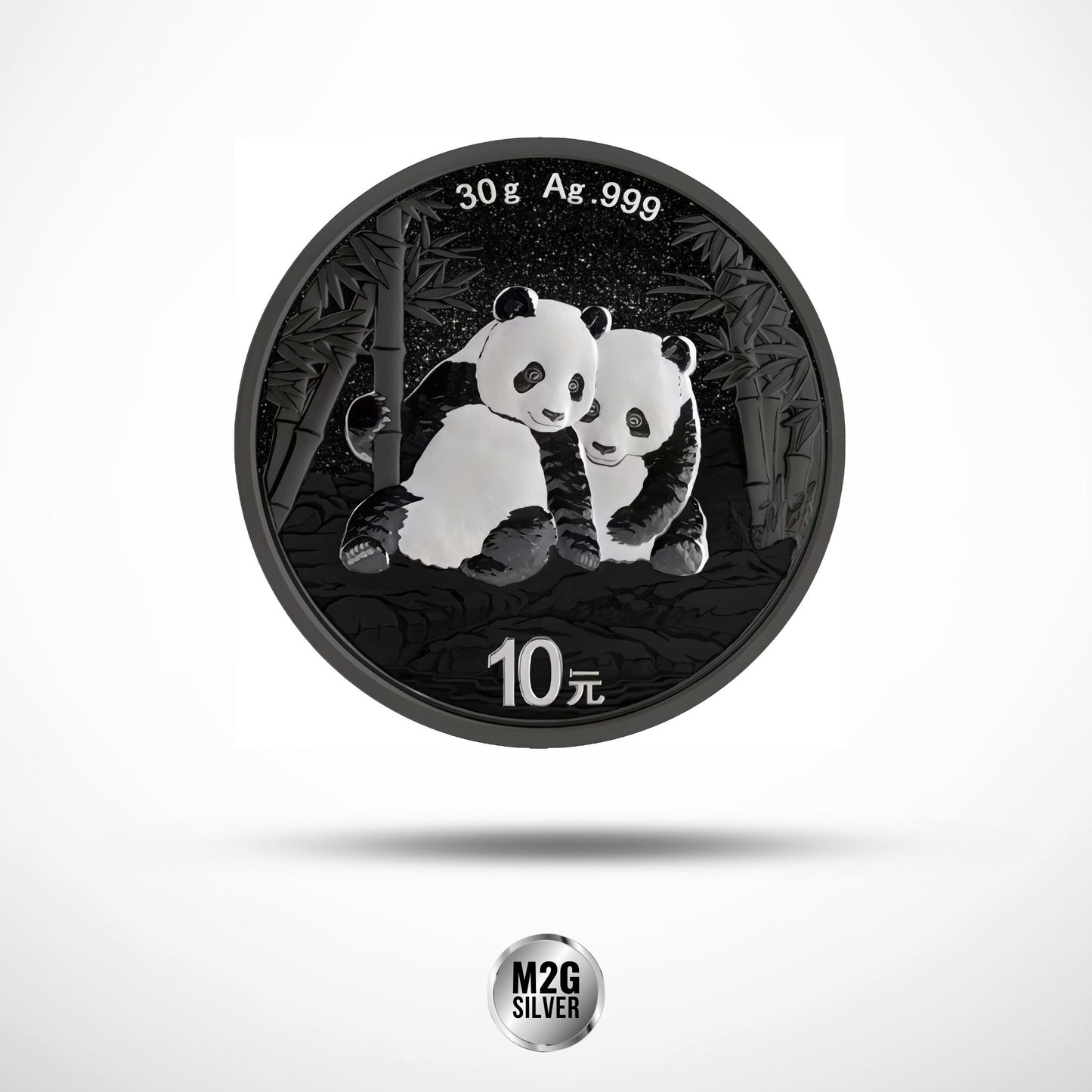 China Panda Triple Black Diamond Edition 30g Silver Coin
