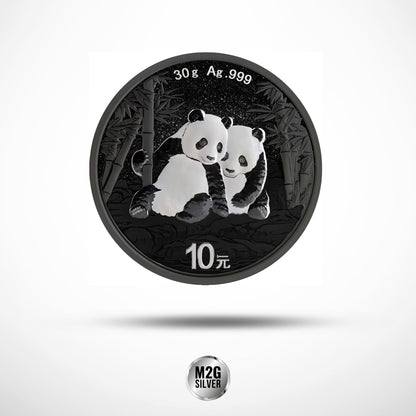 China Panda Triple Black Diamond Edition 30g Silver Coin