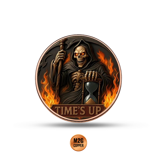 Grim Reaper Time’s Up Colorized 5 oz Copper Round (New in Capsule)