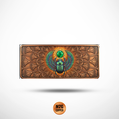 10 oz Egyptian Scarab AVDP .999 Fine Copper Bar – Colorized Crystal Inlay – With Capsule
