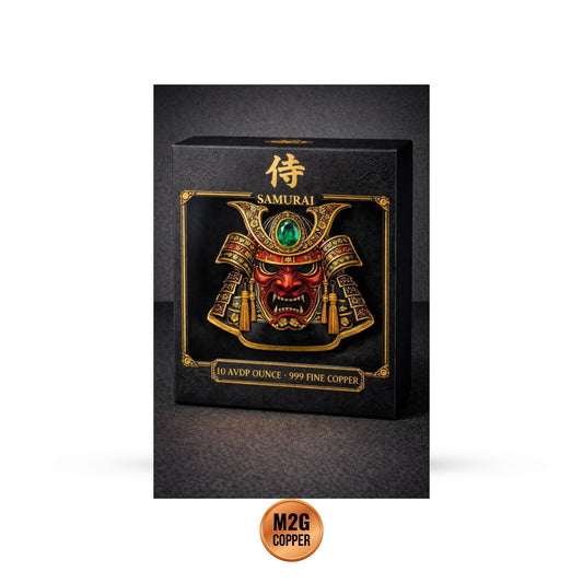 Shaped Samurai Mask  5oz Copper Medal in box