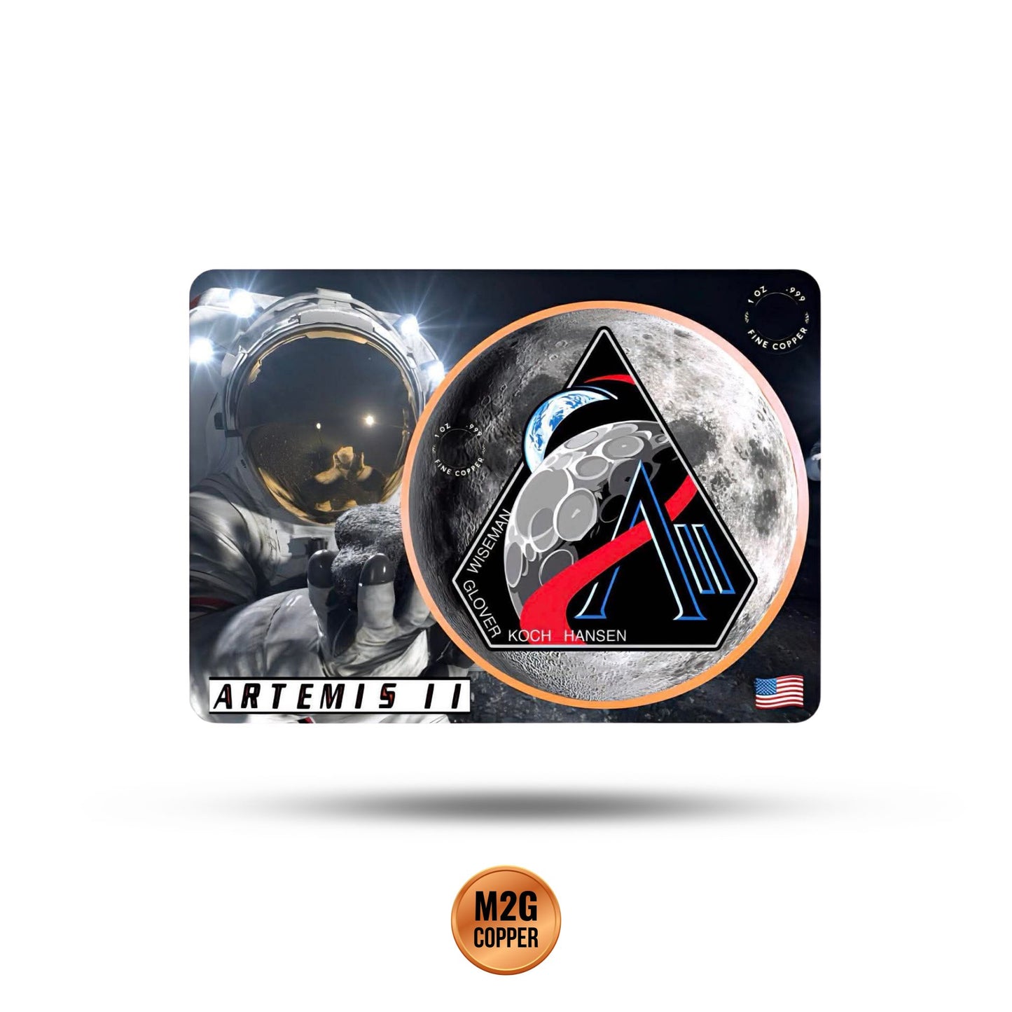 Artemis II Colorized 1 oz Copper Round in Card