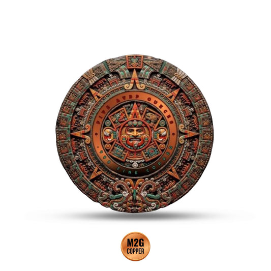 Aztec Moon Angel Colorized 5 oz Copper Medal