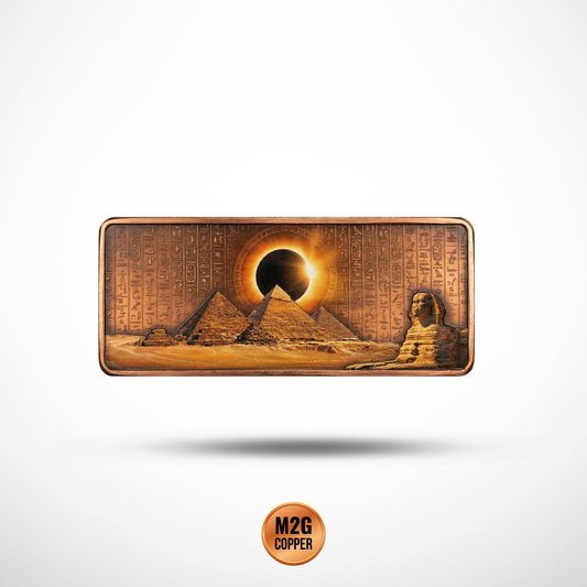 10 oz Egyptian Scarab AVDP .999 Fine Copper Bar – Colorized Crystal Inlay – With Capsule