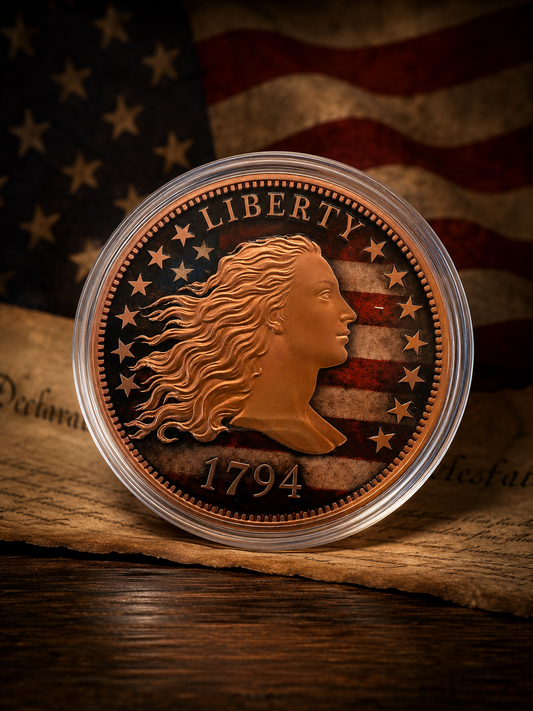 Flowing Hair Colorized 5 oz Copper Round