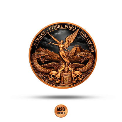 Libertad Aztec Serpents Colorized 5 oz Copper Medal