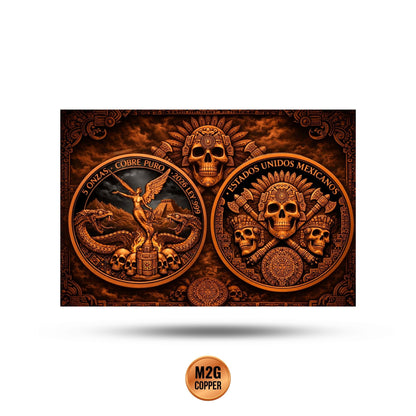 Libertad Aztec Serpents Colorized 5 oz Copper Medal