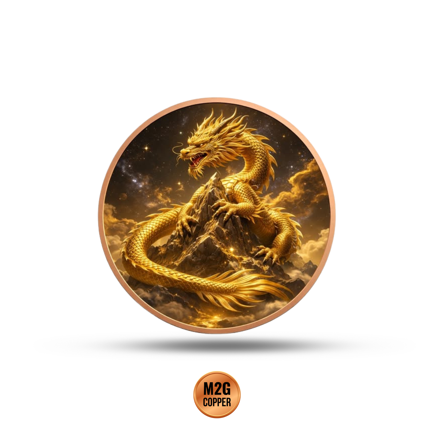 Golden Dragon Colorized 5 oz .999 Copper Bar