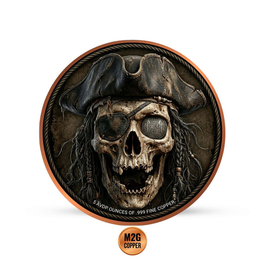 Captain Blackbeard vs Kraken Colorized 5 oz Copper Medal
