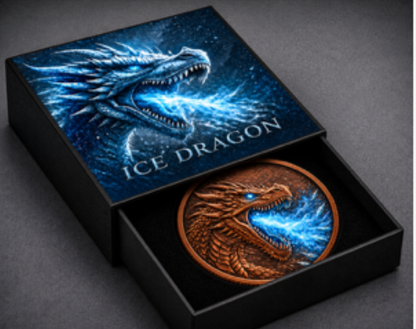 Ice Dragon Colorized 1 oz Copper Round