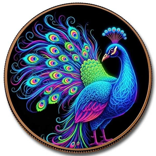 Mystic Night Peacock 5 oz Colorized Copper Round (New in Capsule)