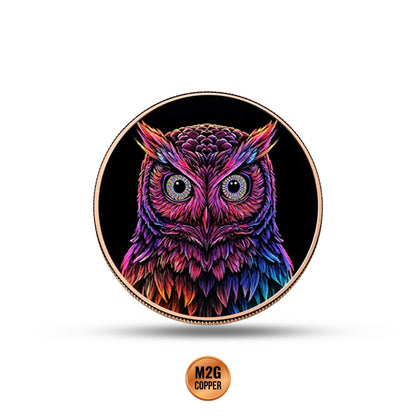 Mystic Night Owl 5 oz Colorized Copper Round (New in Capsule)