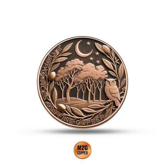 Mystic Night Owl 5 oz Colorized Copper Round (New in Capsule)