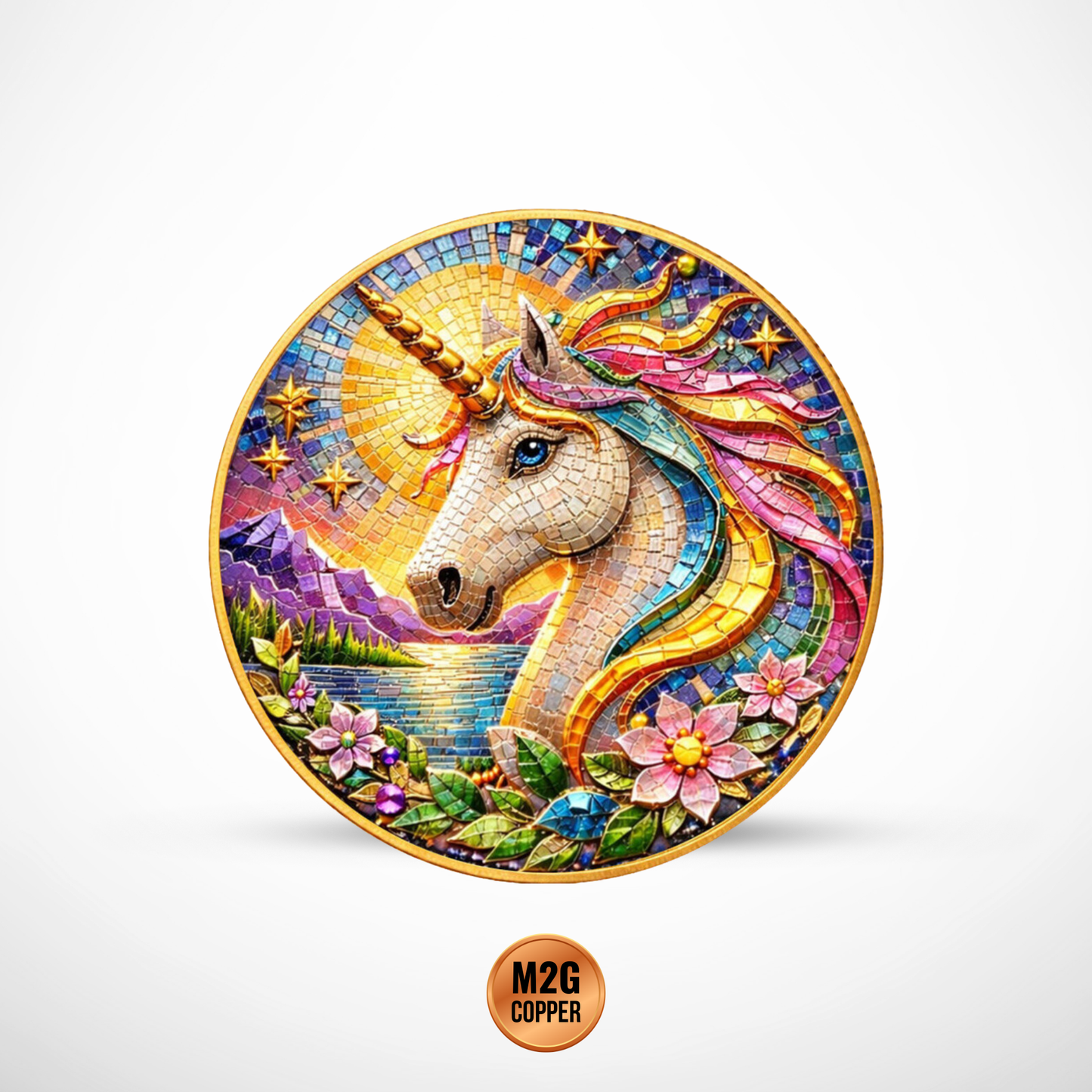 Unicorn Mythic Mosaic 1 oz Copper Round