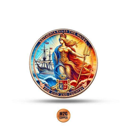 Britannia Rules The Waves Colorized 1 oz Copper Round (New)