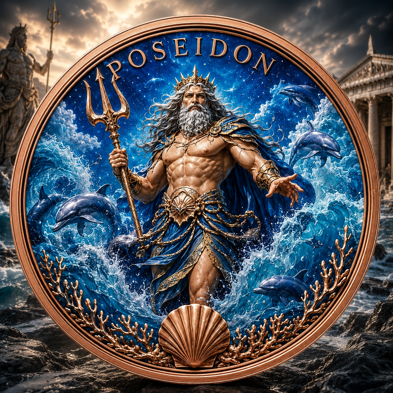 2026 Greek Mythology Series Poseidon 5 oz High-Relief Color Coin