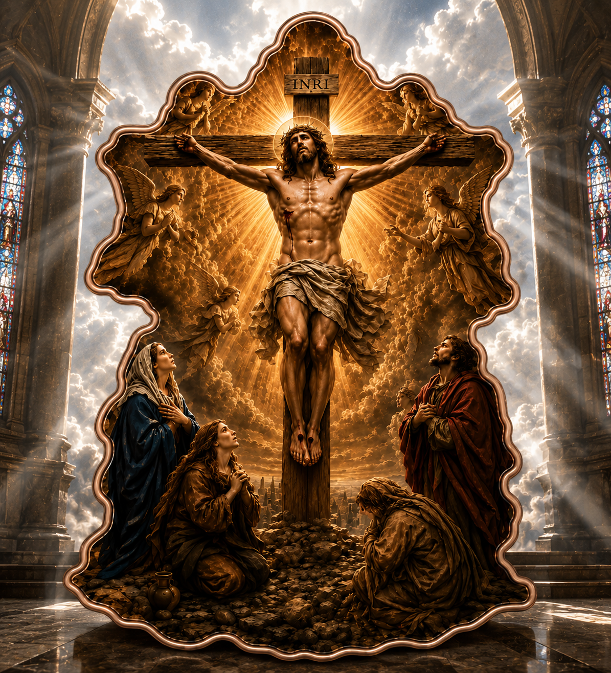 2026 Crucifixion of Jesus INRI Religious 5oz Copper Shaped Coin