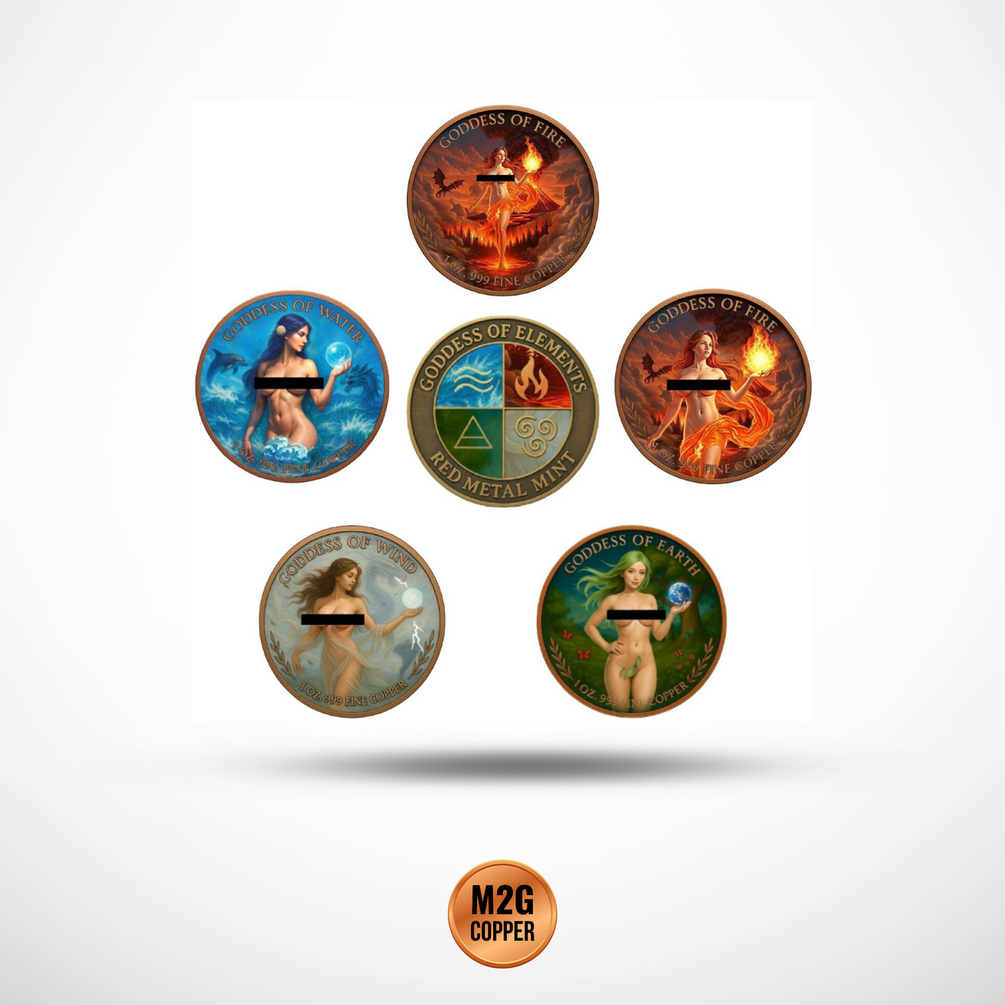 Goddess of Elements – Colorized 5 x 1oz Copper Round Set