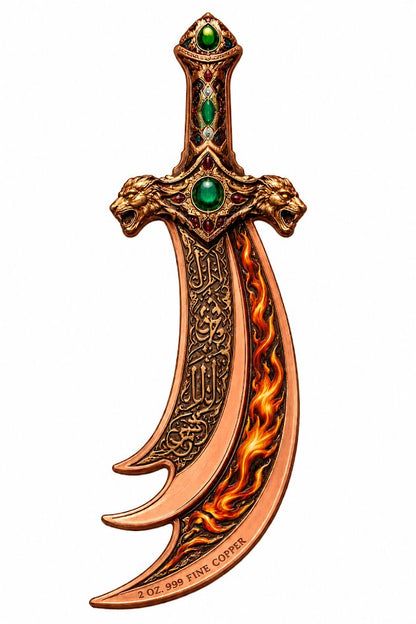 The Sword of Zulfiqar - The Spine Splitter 2 oz Copper Medal