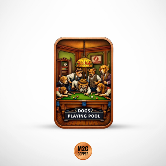 Dogs Playing Pool Colorized 5 oz Copper Bar