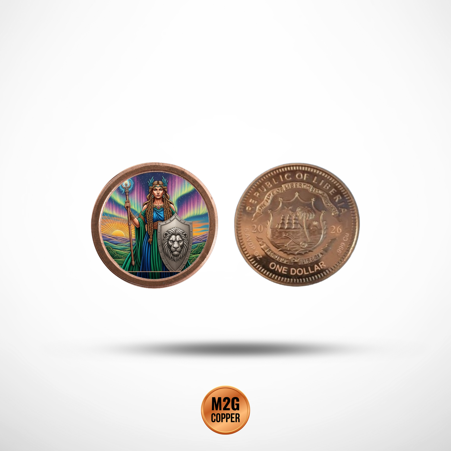 2026 Liberia Aurora Guardian of the Lion Colorized 5 oz Copper Coin
