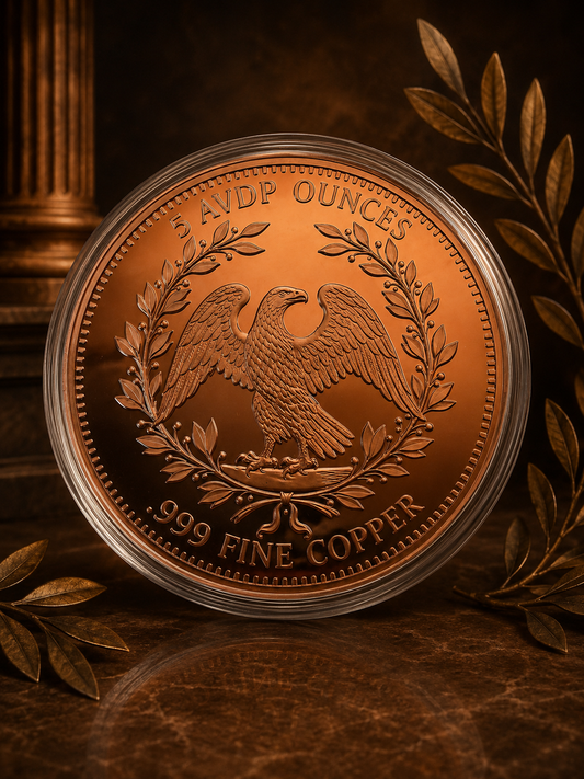 Flowing Hair Colorized 5 oz Copper Round