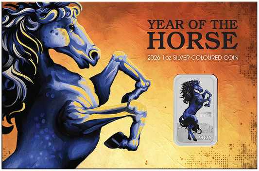 2026 Australia Lunar Horse BU Colorized Rectangular 1 oz Silver Coin