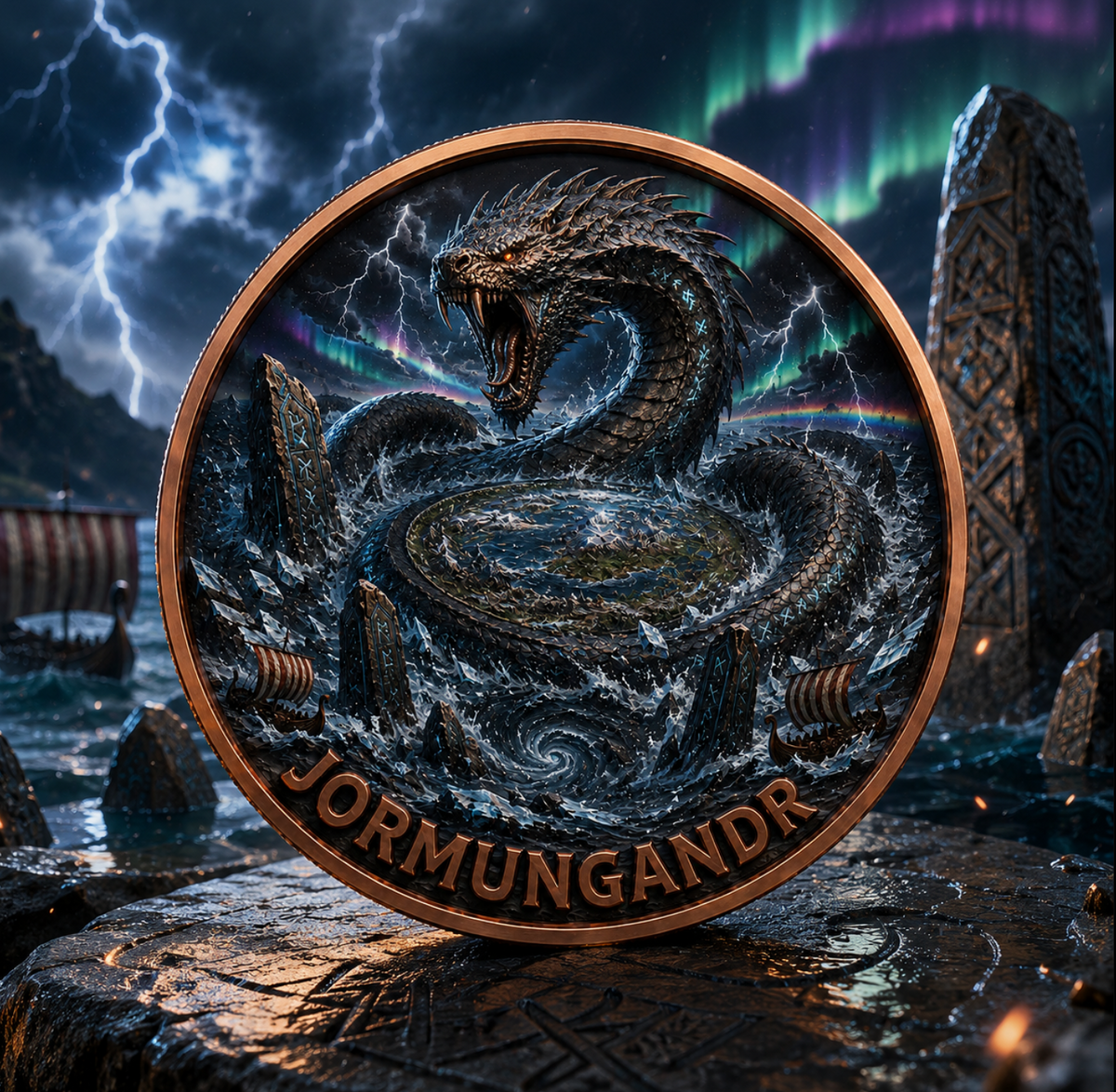2026 Nordic Monsters Series:  Jormungandr 5 oz Color High-Relief  3D